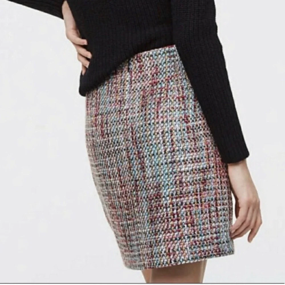 ✨⚡️💥 Loft Tweed Skirt Women's Straight Pencil Multicolor - Picture 5 of 8